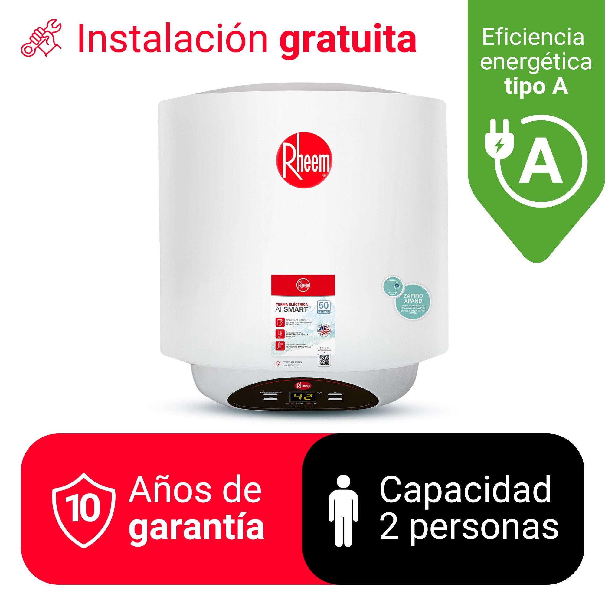 TERMA ELECTRICA 50 L RHEEM AI SMART