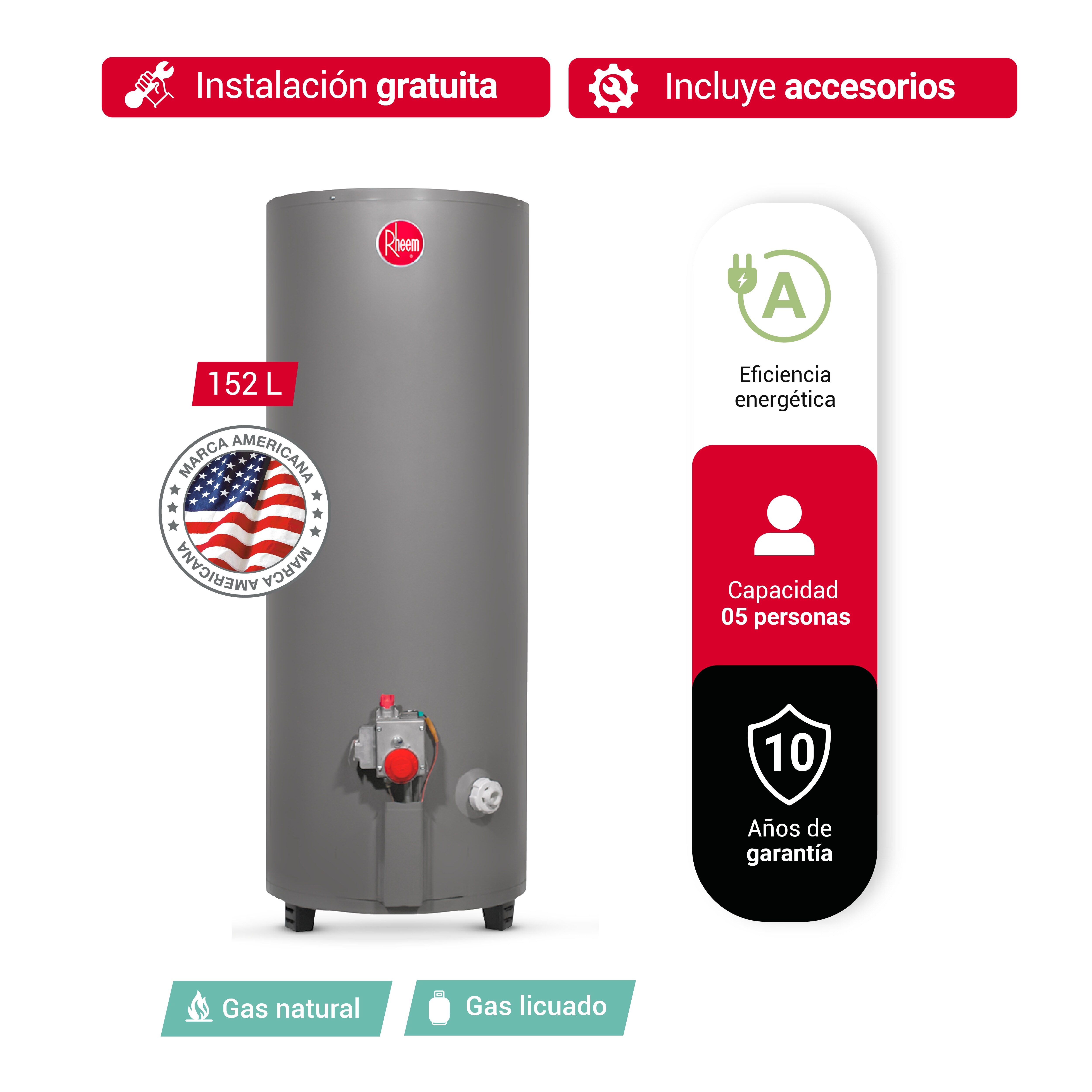 TERMOTANQUE 152L RHEEM GLP(0050030015)