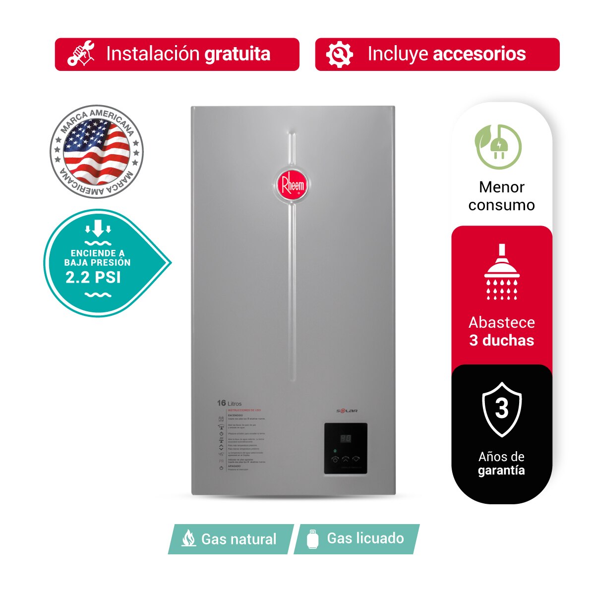 TERMA A GAS 16 L RHEEM GN(0100020004)